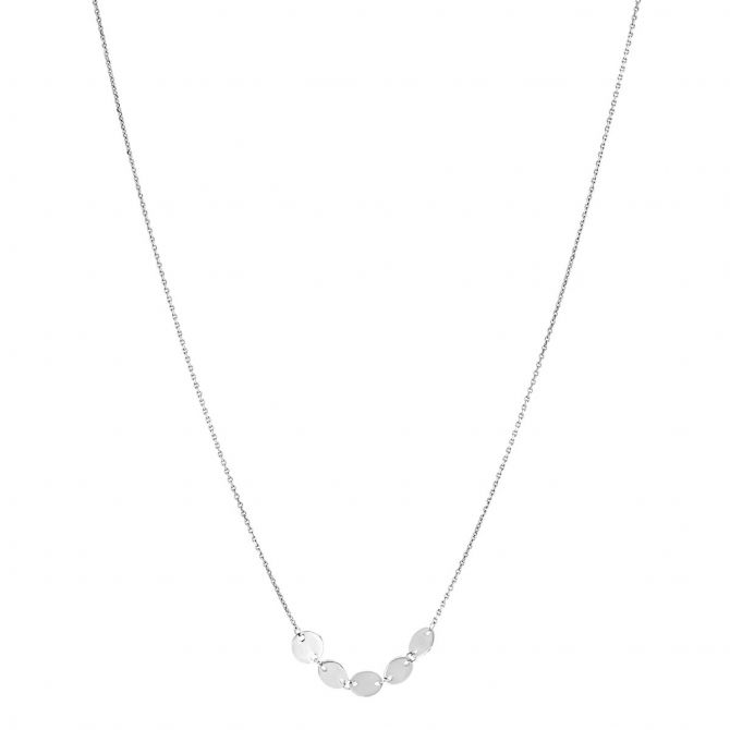 White Gold Mini Disc Necklace, 16"
